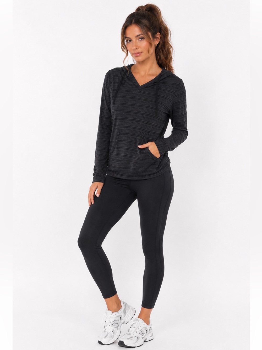 Made for Life Gray Striped Long Sleeve Hoodie